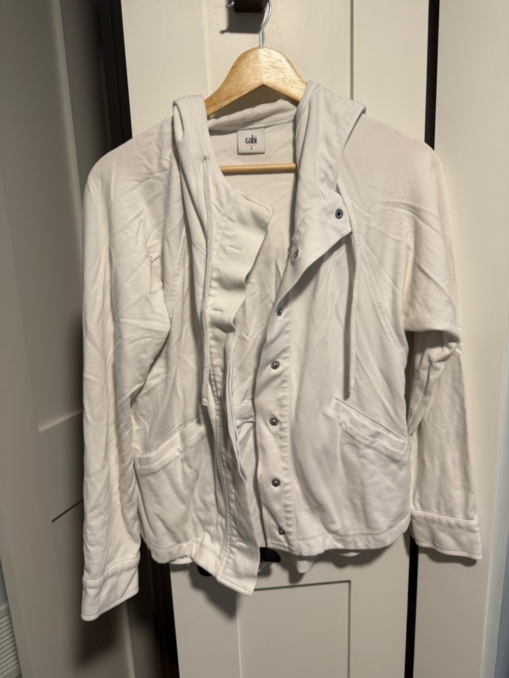 CAbi Cream Hooded Snap-Front Jacket